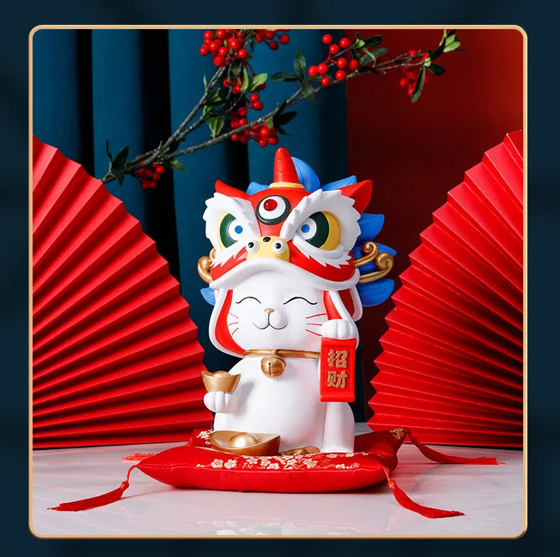 City Lion Lucky Cat Resin Home Decor