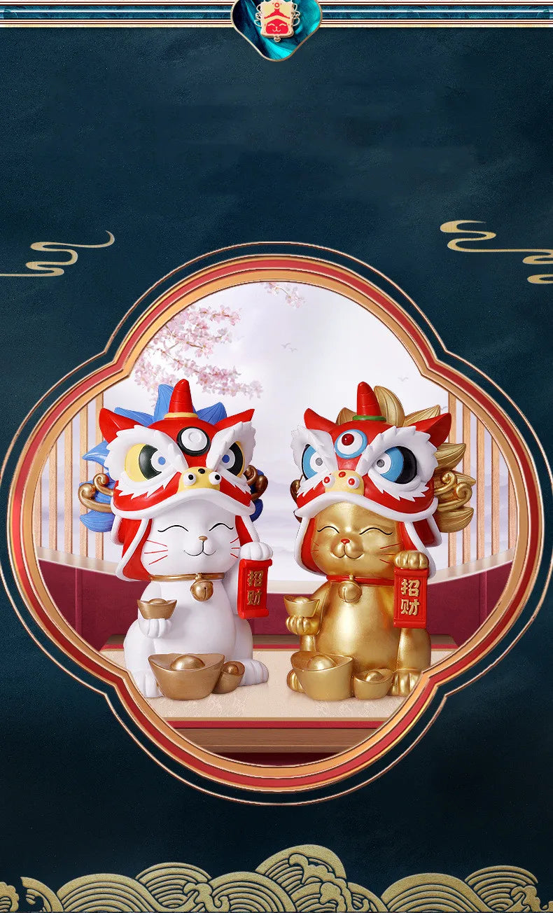 City Lion Lucky Cat Resin Home Decor