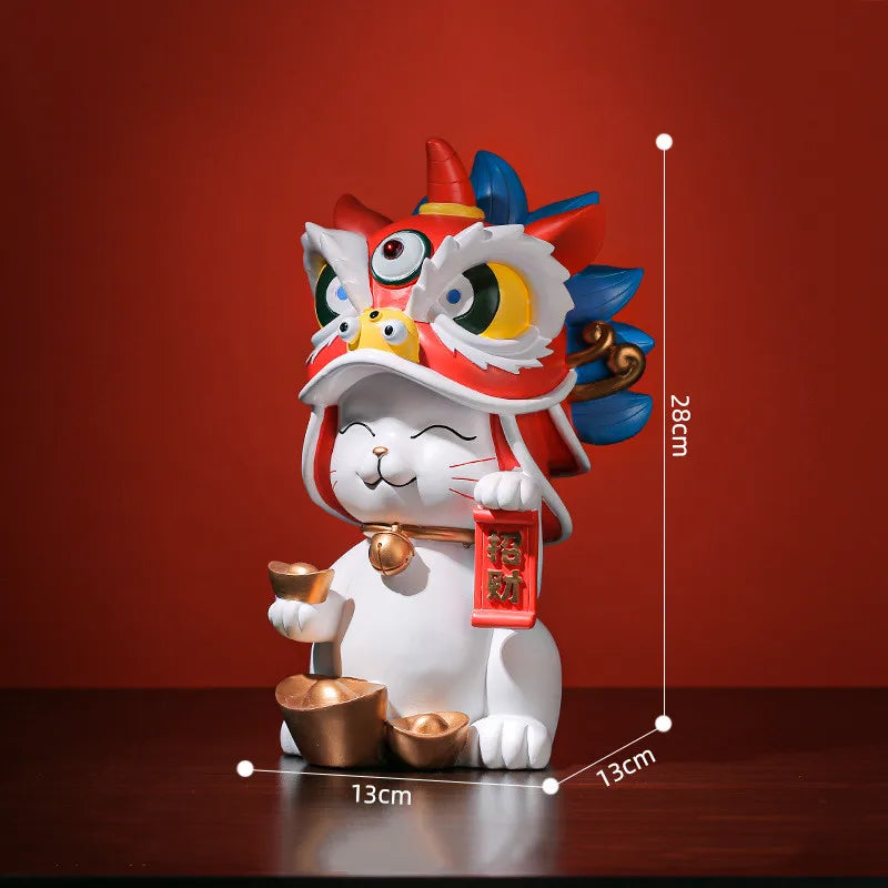 City Lion Lucky Cat Resin Home Decor