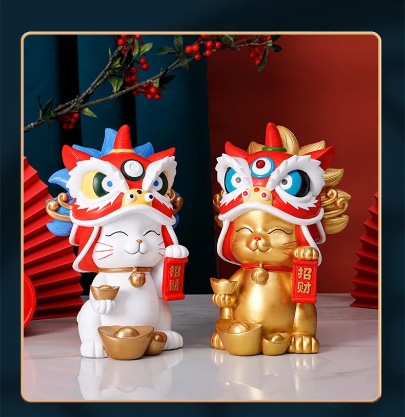 City Lion Lucky Cat Resin Home Decor