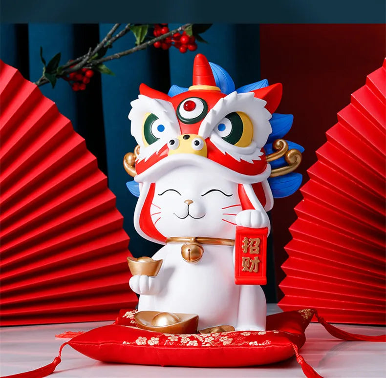 City Lion Lucky Cat Resin Home Decor