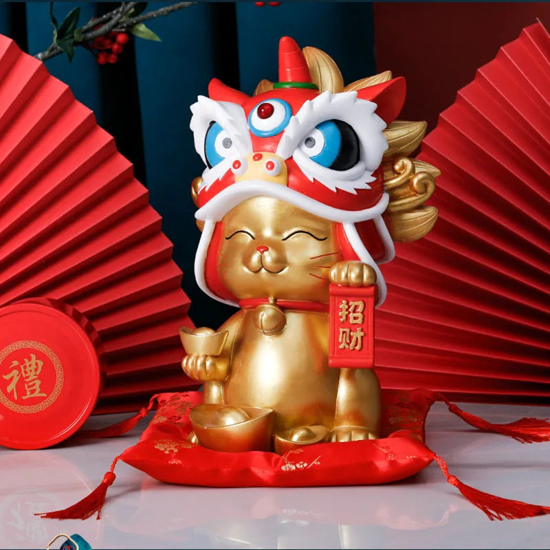 City Lion Lucky Cat Resin Home Decor