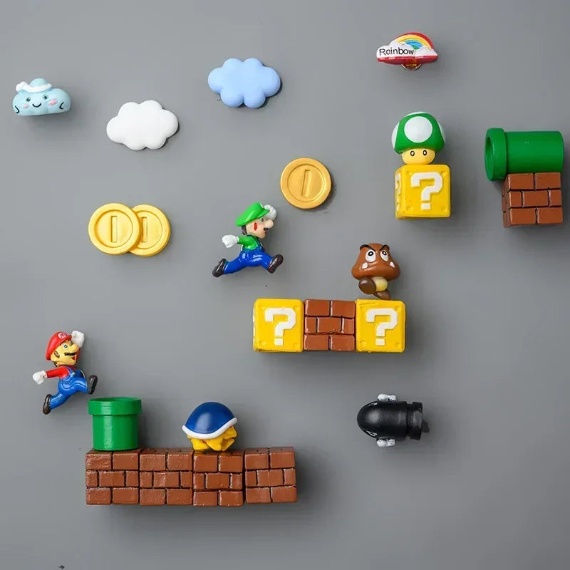 Mario Bros 3D Refrigerator Magnets 10pcs pack