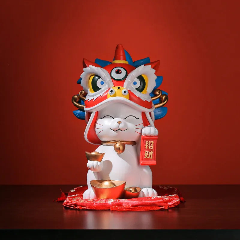City Lion Lucky Cat Resin Home Decor